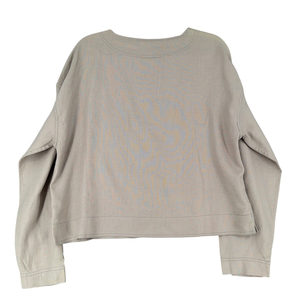 debra deRoo Linen Button Front Long Sleeve Casual Top Women M - Picture 2 of 5